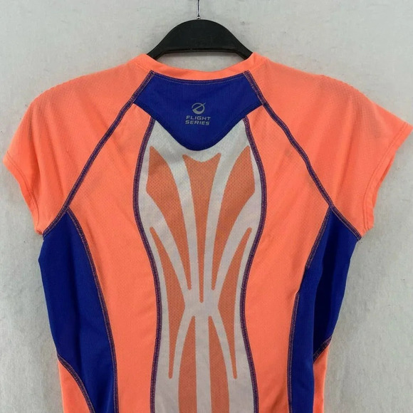 North Face T-Shirt Women Sz S Orange Blue Flight Series Flash Dry Running Fitted - Picture 8 of 12